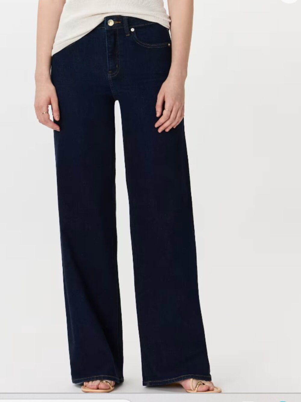 Quince Bella Stretch Wide Leg Jeans Deep Deep Rinse 26 EUC 30" inseam